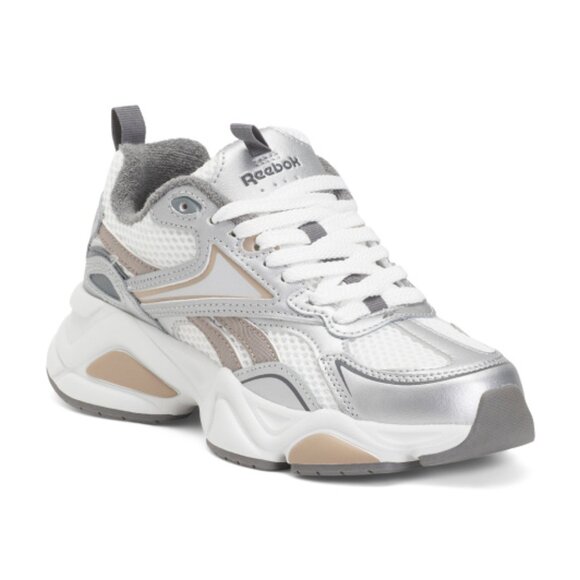 NEW Reebok Leather Charge Athletic UNISEX Sneakers Silver/White/Multi - Picture 7 of 7